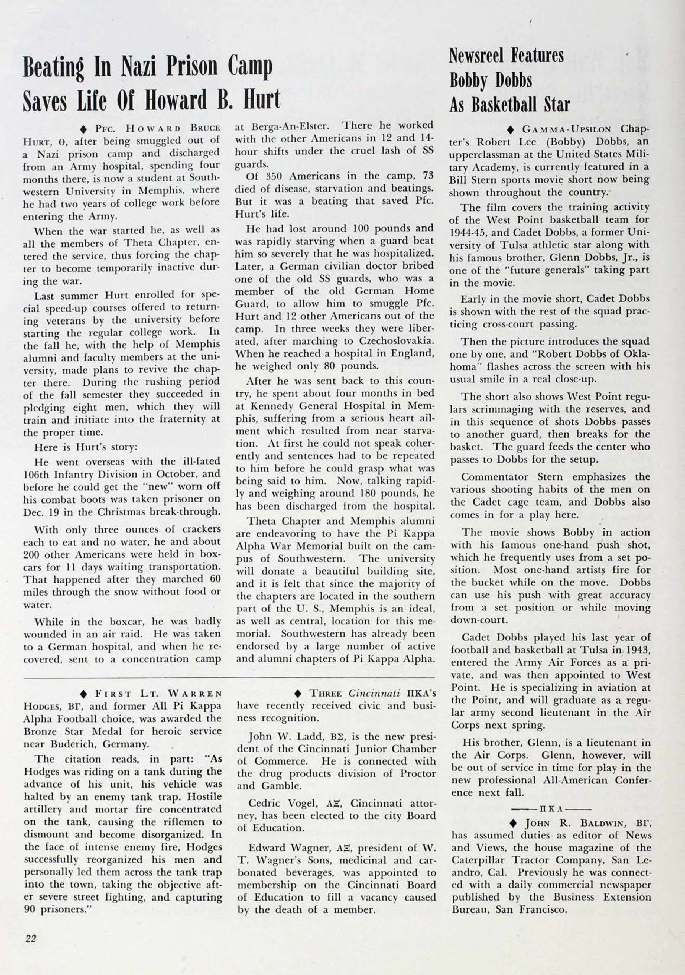 Beating in Nazi Prison Camp Saves Life of Howard B. Hurt